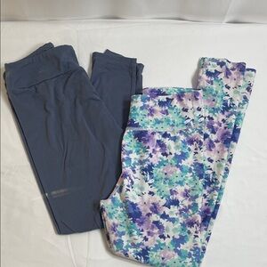 Floral and Solid Leggings Set